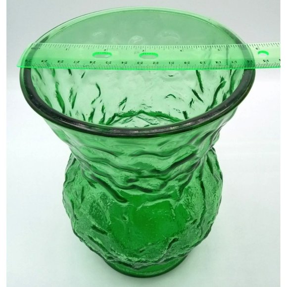 Brody Co Flower Vase Emerald Green Crinkle Glass Vintage 8 Inch Cleveland USA - Picture 3 of 12